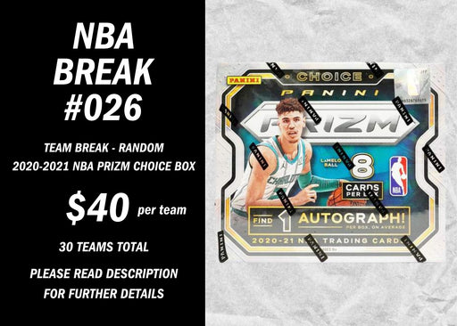 Break #026 - 2020-2021 Panini Basketball Prizm Choice Box - Quick Strike